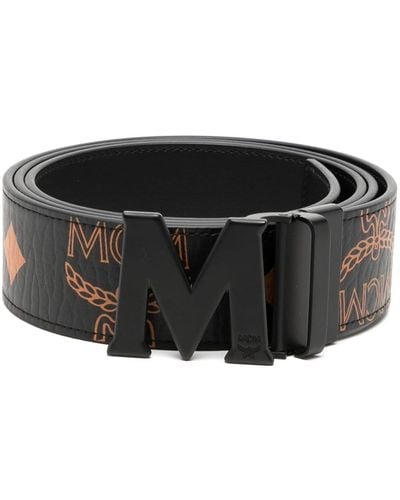 MCM Claus Maxi Visetos-print Reversible Belt - Black