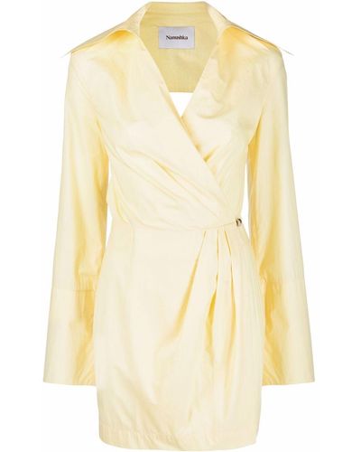 Nanushka Open-back Mini Wrap Dress - Yellow
