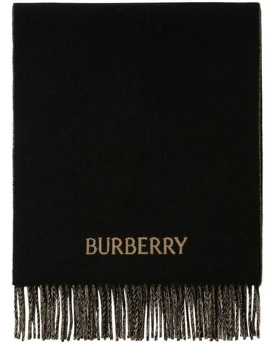 Burberry バイカラー カシミアスカーフ - ブラック