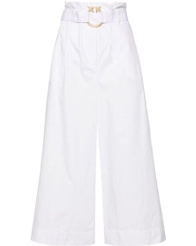 Pinko High-Waisted Cropped Trousers - White