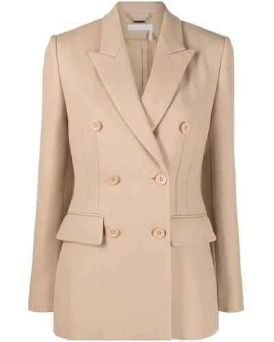 Chloé Double-breasted Wool Blazer - Natural