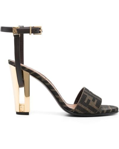 Fendi Zucca Monogram Heeled Sandals - Black