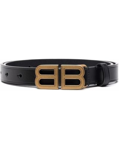 Balenciaga Bb Hourglass Thin Leather Belt - Black