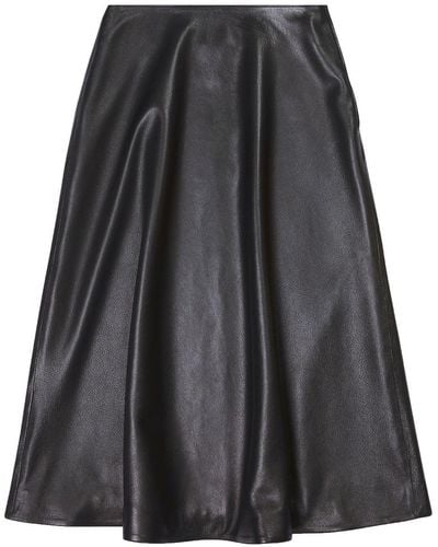 Balenciaga Leather Midi Skirt - Black