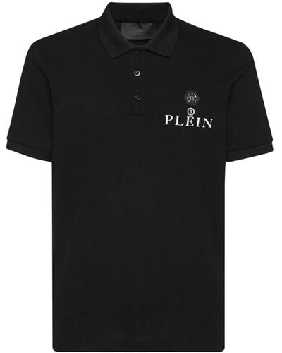 Philipp Plein Pikee-Poloshirt mit Logo-Patch - Schwarz