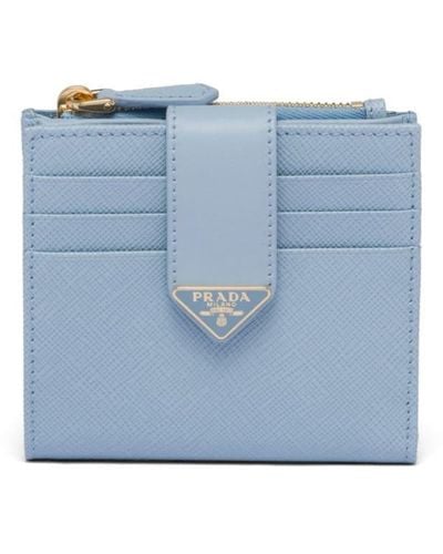 Prada Triangle-logo Leather Wallet - Blue
