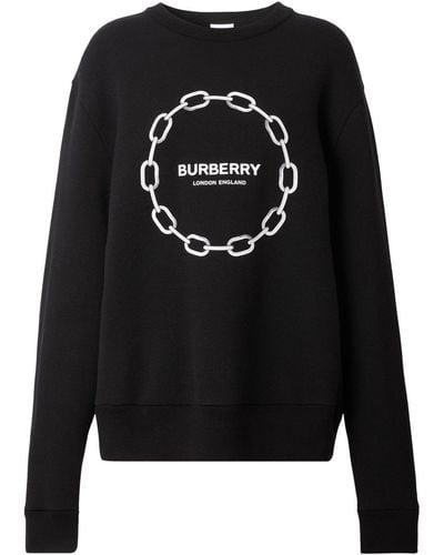 Burberry Sweater Met Kettingprint - Zwart