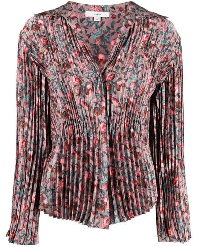Vince Berry Blooms Pleated Shirt - Red