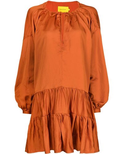 Marques'Almeida Gerafftes Oversized-Kleid - Orange