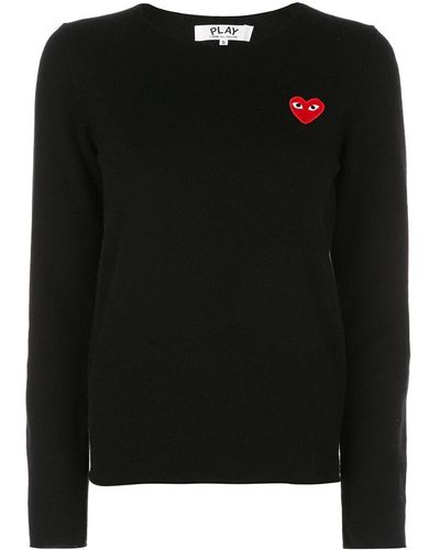 COMME DES GARÇONS PLAY Heart-patch Wool Sweater - Black