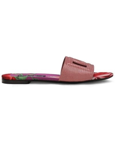 Dolce & Gabbana DG Pantoletten mit Eidechsenmuster - Pink