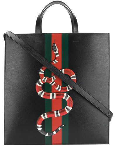 Gucci Kingsnake Print Tote Bag - Black