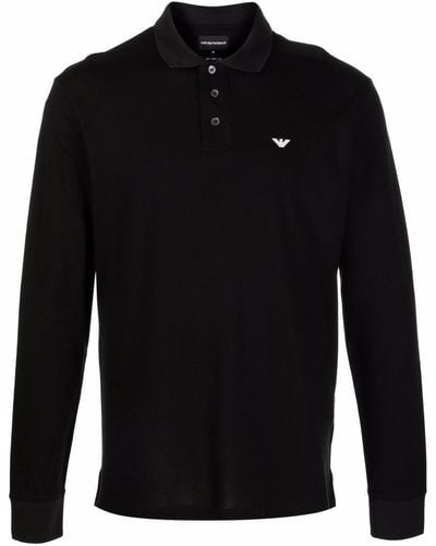 Emporio Armani Poloshirt Met Geborduurd Logo - Zwart