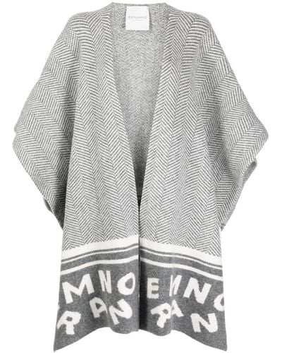 Ermanno Scervino Herringbone-pattern Knitted Cape - Grey