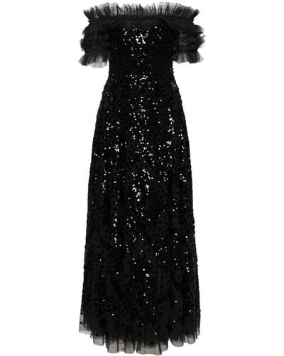 Needle & Thread Sequin Wreath オフショルダー ドレス - ブラック