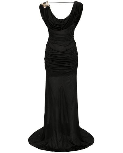 Blumarine Draped Jersey Gown - Black