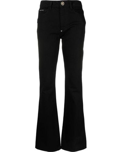 Philipp Plein Skull Flared High-waisted Jeans - Black