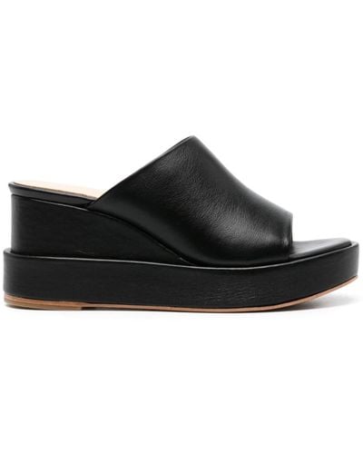 Paloma Barceló Marit Mules aus Leder 85mm - Schwarz