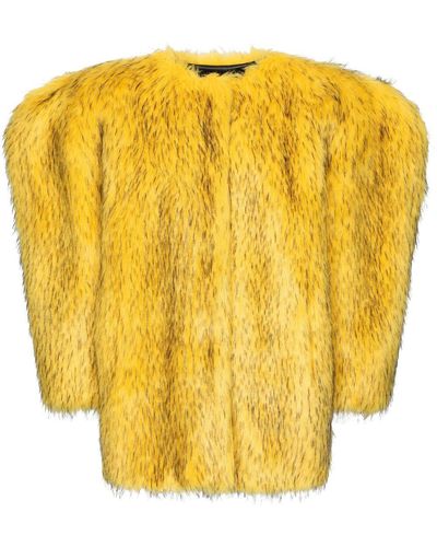 Dolce & Gabbana Long-haired Faux Fur Coat - Yellow