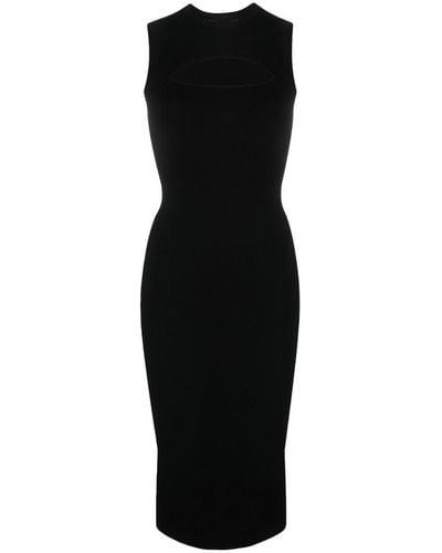 Victoria Beckham Robe mi-longue à design sans manches - Noir