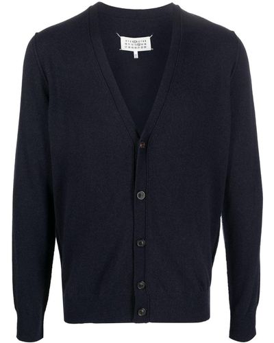 Maison Margiela Cardigan en cachemire à col v - Bleu