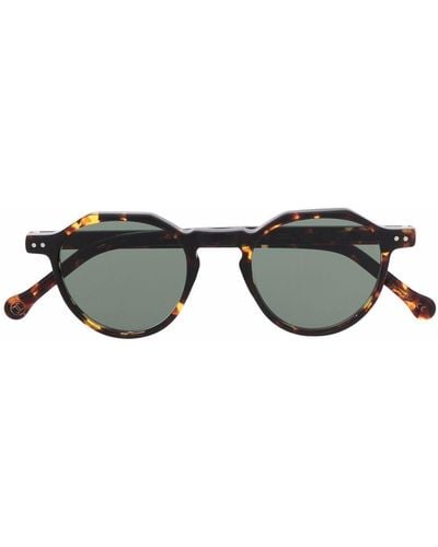 Lesca Round Frame Tortoiseshell Sunglasses - Brown