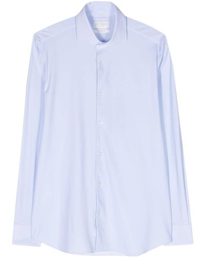 Dell'Oglio Striped Classic-collar Shirt - Blue