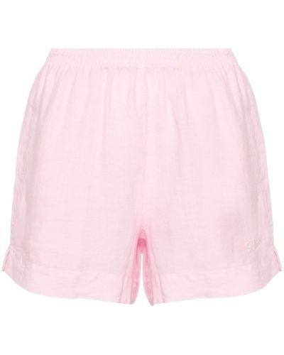 Mc2 Saint Barth Shorts aus Leinen mit Logo-Stickerei - Pink