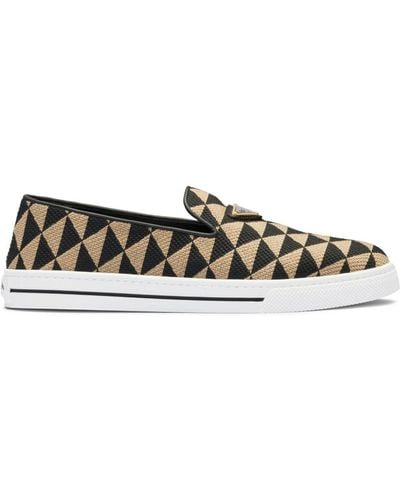 Prada Bicolor Triangle Slip-on Sneakers - White