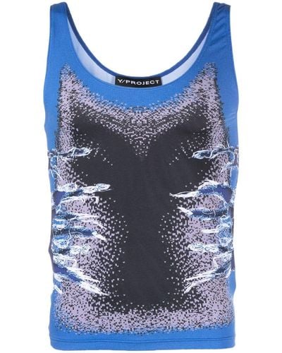 Y. Project Whisker-print Tank Top - Blue