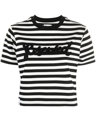 Izzue Patch-detail Stripe-pattern T-shirt - Black