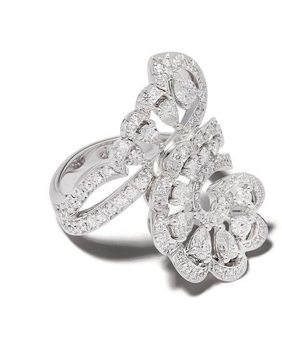 Chopard 18kt White Gold Precious Lace Vague Diamond Ring - Metallic