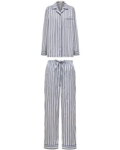 12 STOREEZ Pyjama en coton à rayures - Blanc