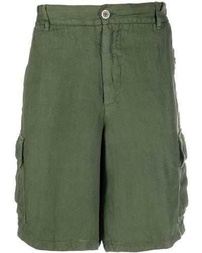 120% Lino Linen Cargo Shorts - Green