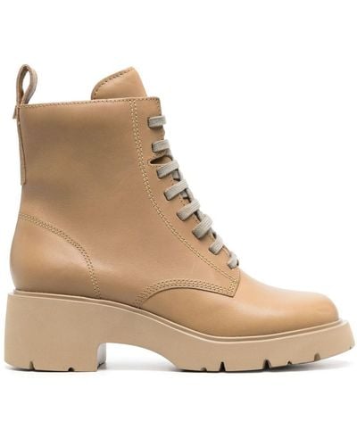 Camper Milah Leather Lace-up Boots - Natural