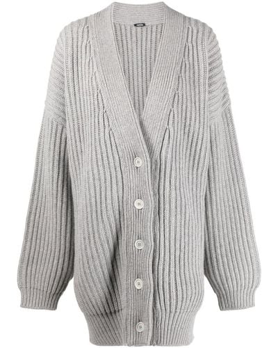 Aspesi Oversized Chunky Ribbed Knit Cardigan - Grey