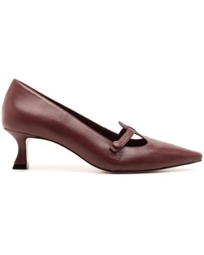 Sarah Chofakian Corinne 45mm Leather Court Shoes - Brown