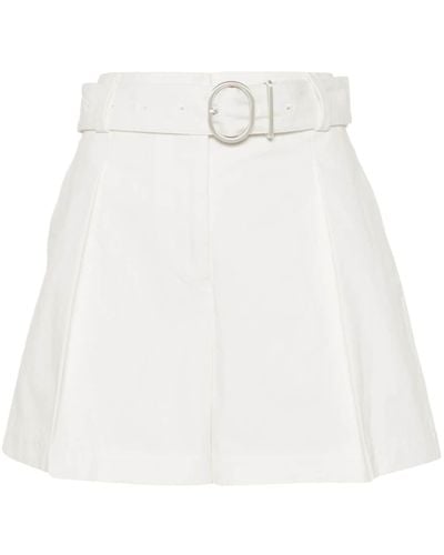 Jil Sander Pleat-detail Belted Cotton Shorts - White