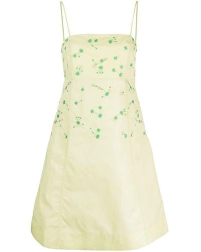 Ganni Bead-embellished Mini Dress - Yellow
