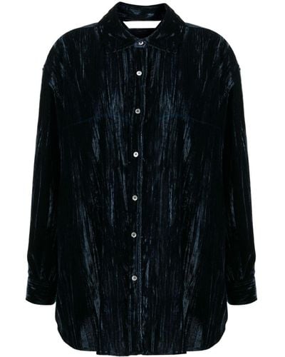 Palm Angels Camisa de terciopelo con efecto arrugado - Negro