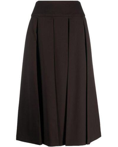 Patou Pleated Virgin-wool Midi Skirt - Black