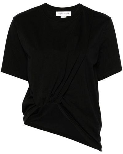 Victoria Beckham Twist-detail Cotton T-shirt - Black