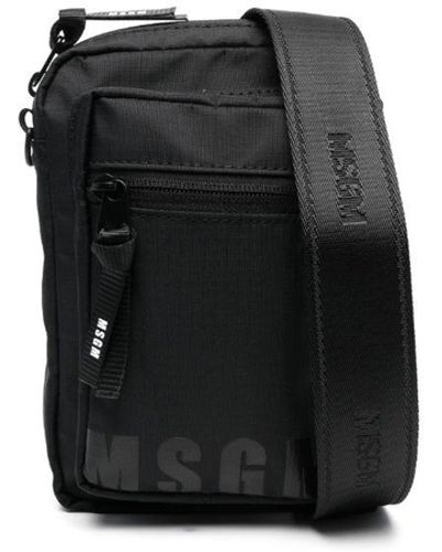 MSGM Logo-print Messenger Bag - Black
