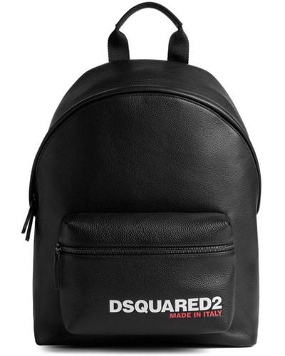 DSquared² Logo-print Pebbled Leather Backpack - Black