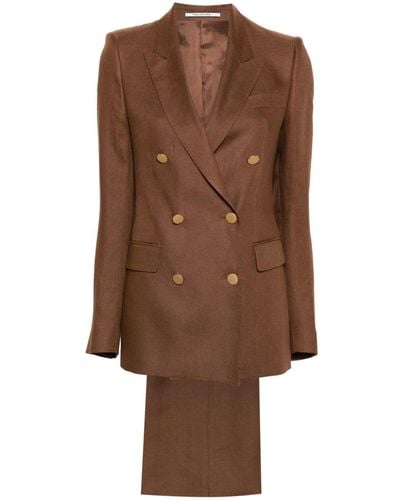 Tagliatore Double-breasted Linen Suit - Brown