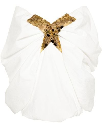 Genny Off-shoulder Draped Minidress - White