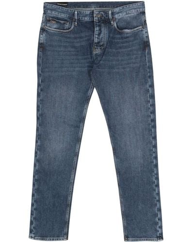 Emporio Armani Slim-Fit-Jeans mit Logo-Schild - Blau