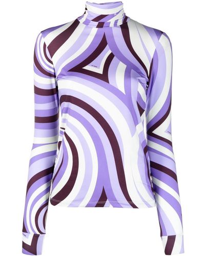 Raf Simons Swirl Print Stretch-fit Top - Purple