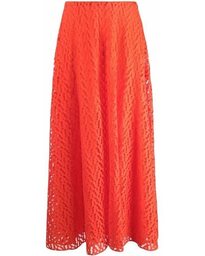 Valentino Garavani Embroidered A-line Skirt - Orange