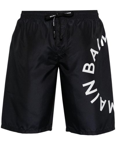 Balmain Logo-print Swim Shorts - Black
